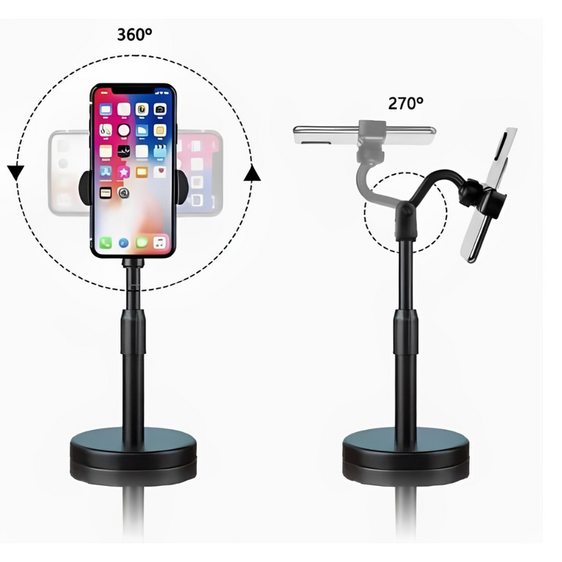 Suporte Tripé de Mesa para Celular - Mini Pedestal Ajustável 360°